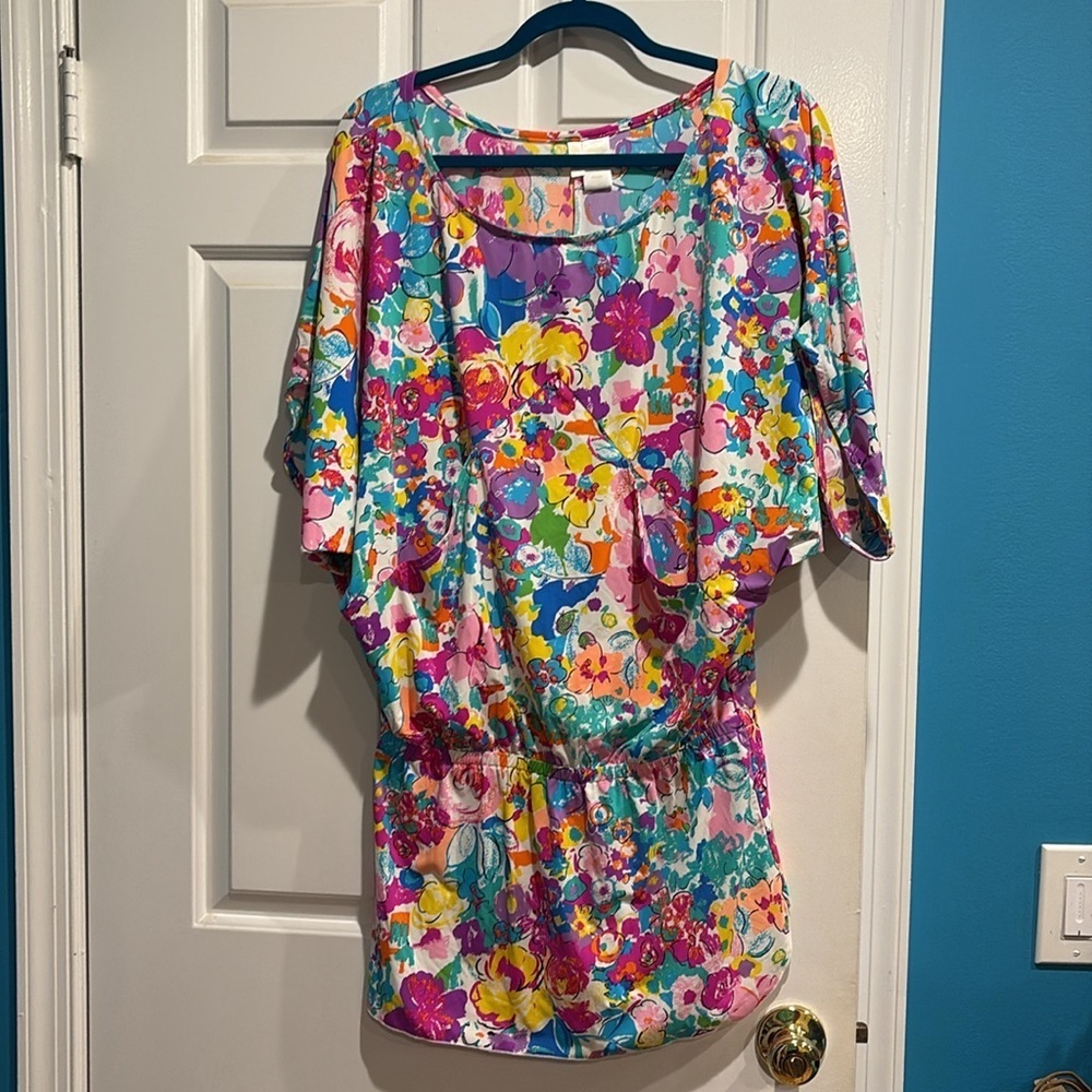CCO SALE! Anne Cole beach swim  coverup dress mini floral sz S/M